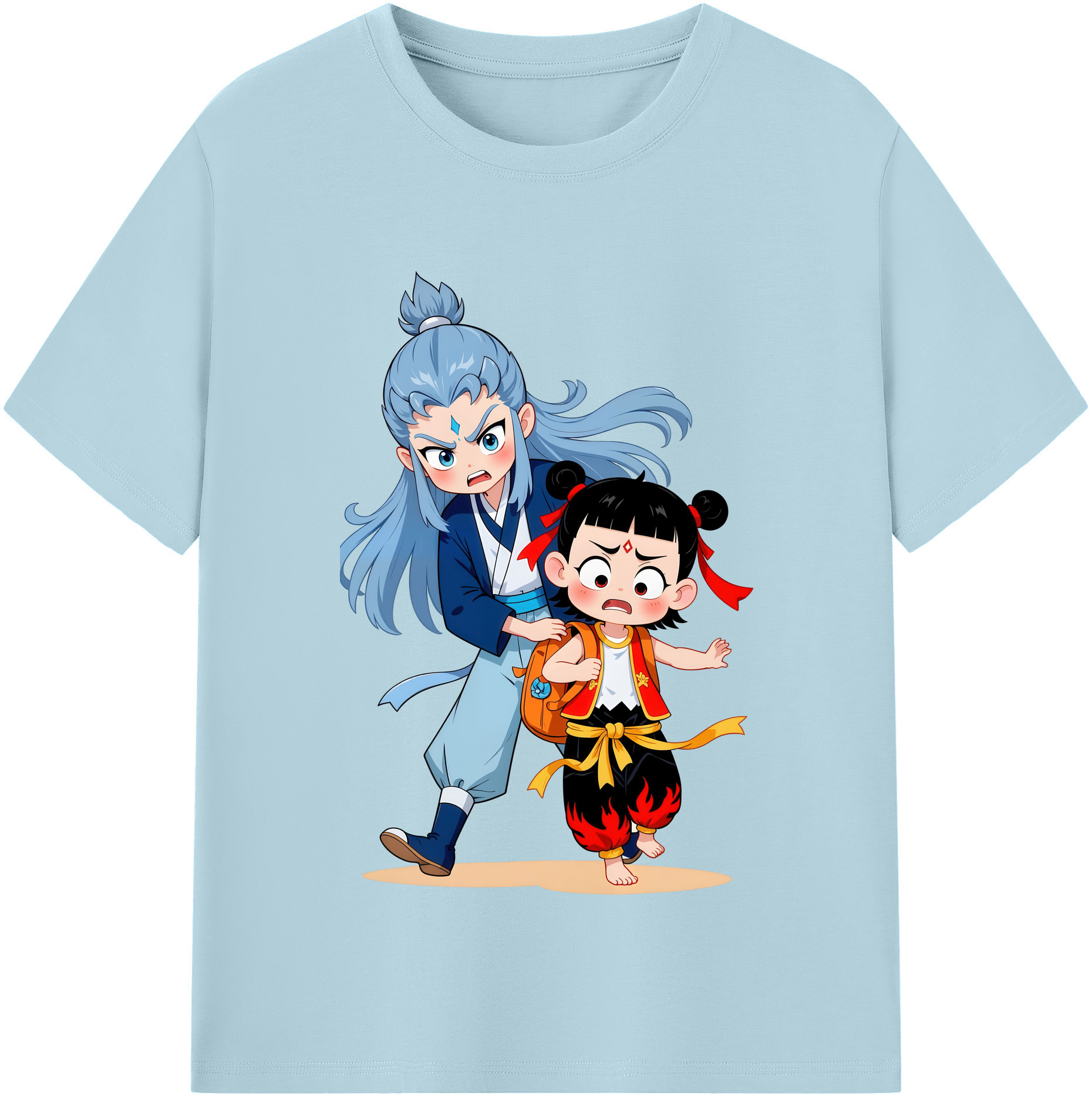 （画像用） Ne Zha 2 ナタ 魔童の大暴れ 綿100％半袖Tシャツ（フロントプリント）